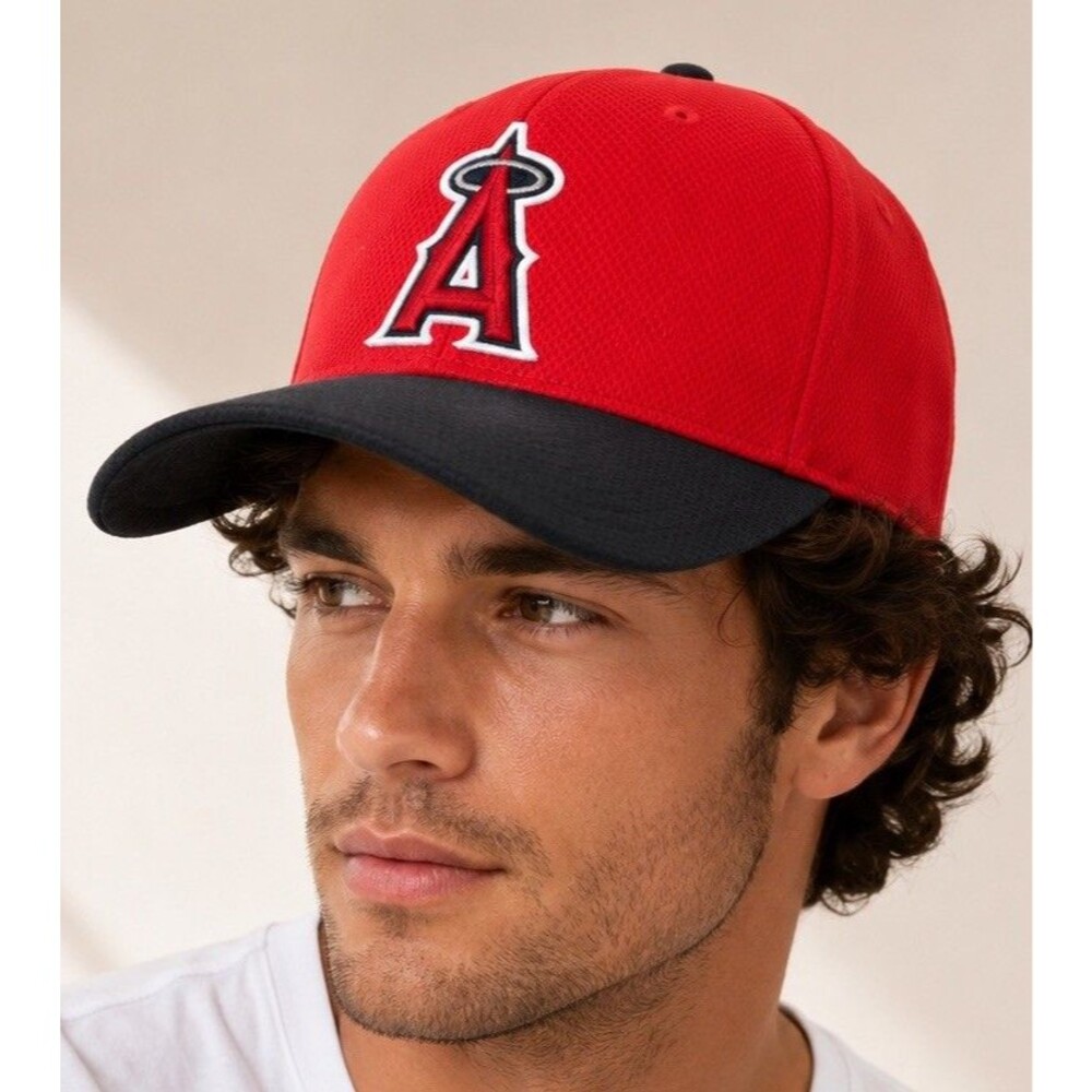 New Era 59fifty 7 3/8” Angles Fitted Hat Red & Blue Official MLB Players NWT